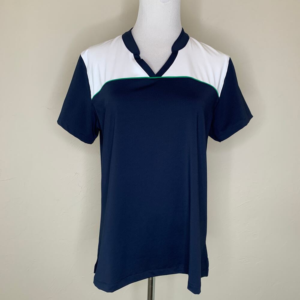 Lady Hagen Navy Blue White Colorblock Golf Shirt Sz Large